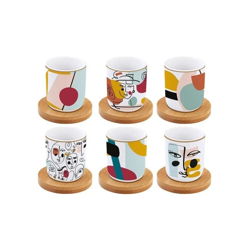 Modernism 100ml (3.4oz) Espresso Cups & Saucers Set of 6