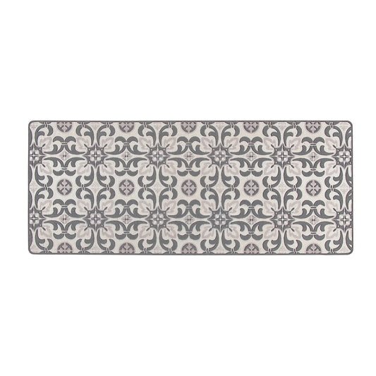 Classic Tile Chenille Washable Accent Mat Grey