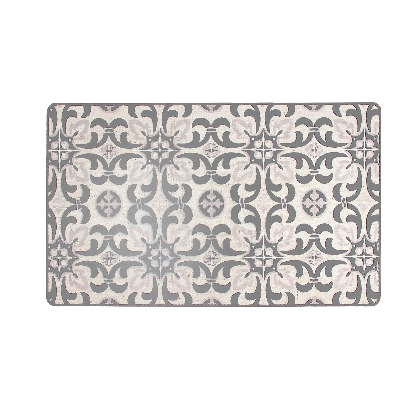 Classic Tile Chenille Washable Accent Mat Grey