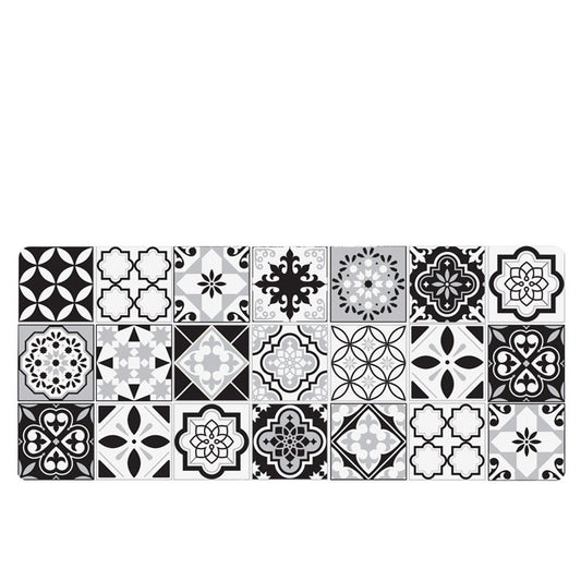 Spanish Tile Washable Accent Mat Black runner
