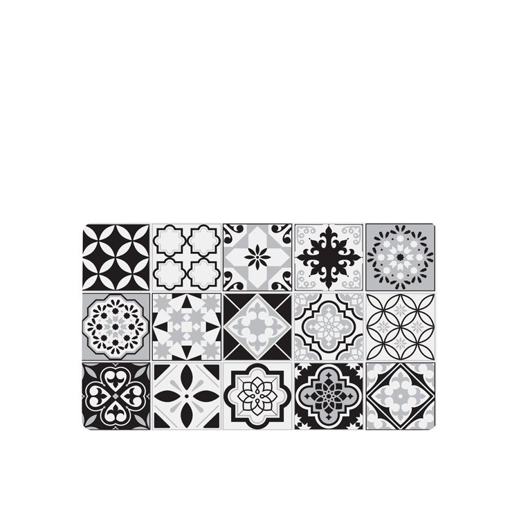 Spanish Tile Washable Accent Mat,Black short