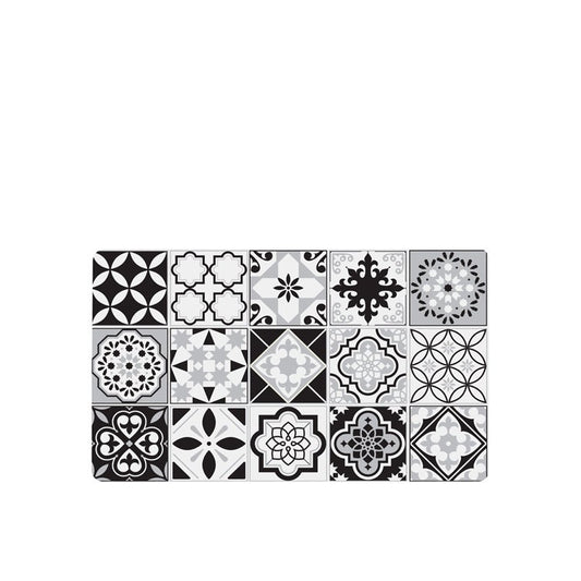 Spanish Tile Washable Accent Mat,Black short