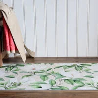 White Blossom Chenille Washable Accent Mat Green