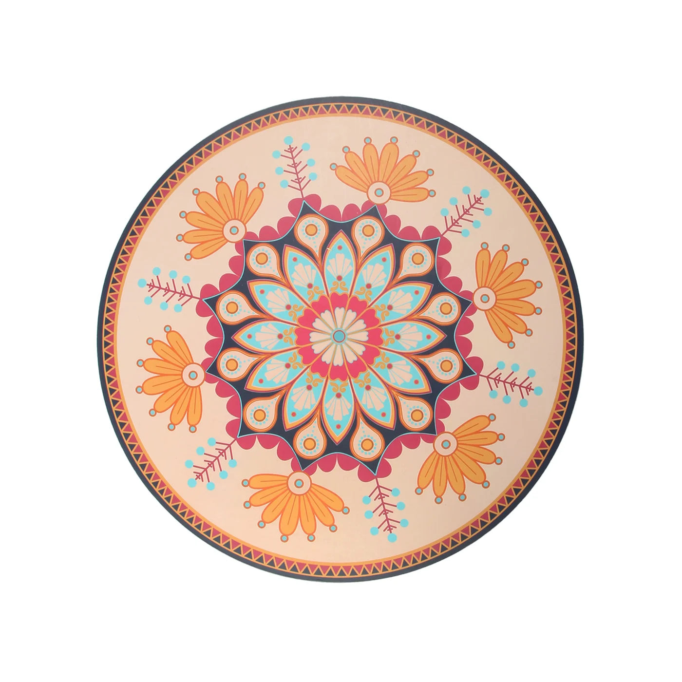 Medallion Round Mdf Placemat Set Of 4 Orange
