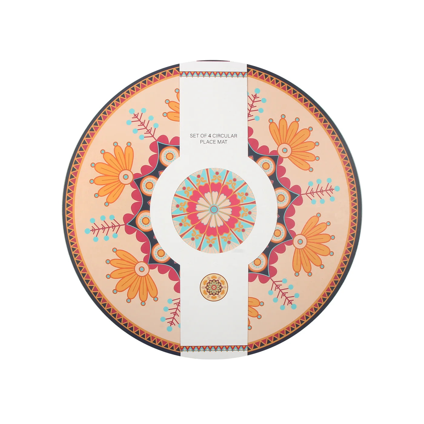 Medallion Round Mdf Placemat Set Of 4 Orange