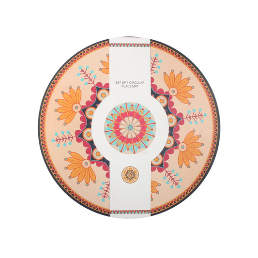 Medallion Round Mdf Placemat Set Of 4 Orange