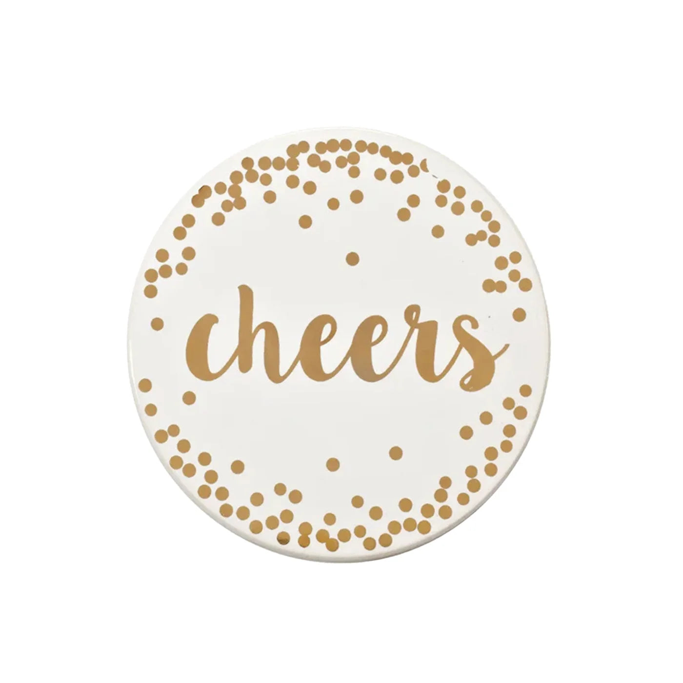 Cheers Printed Ceramic Coaster Set of 4 Gold