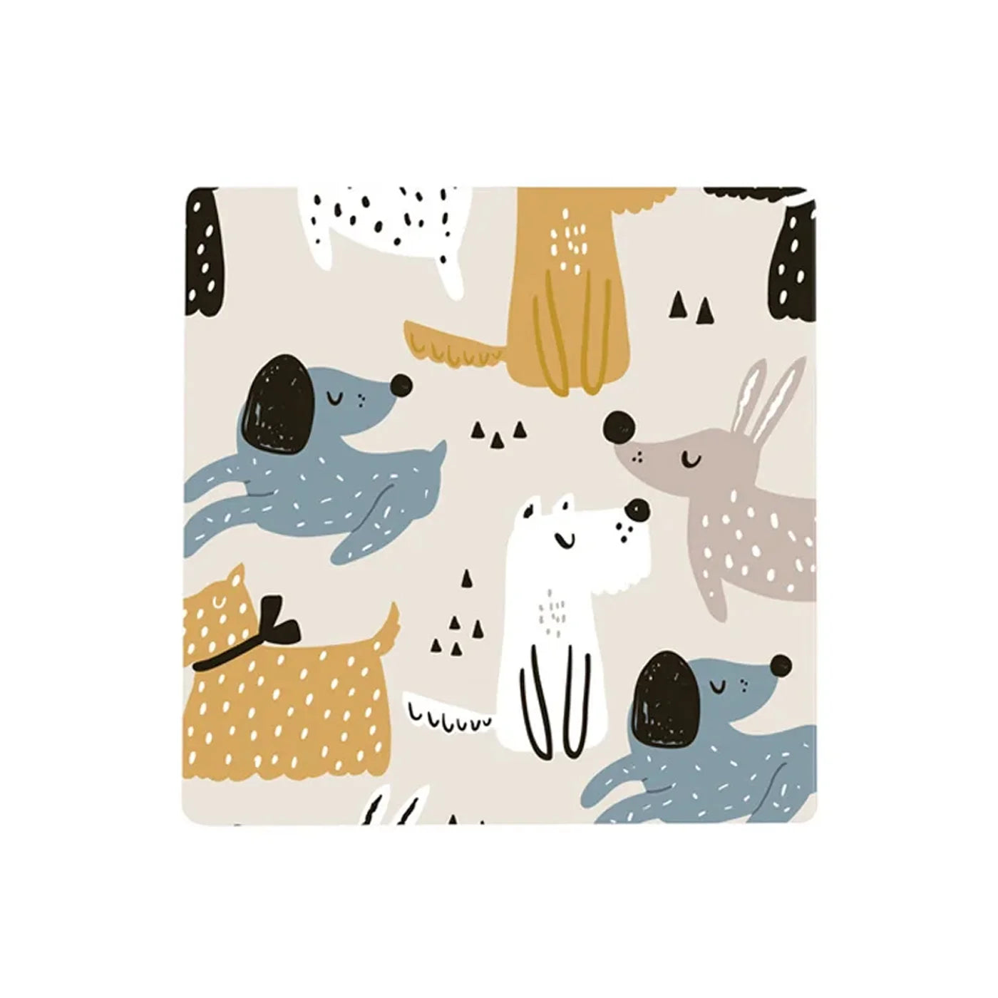 Dogs Printed Ceramic Coaster Set Of 6 Multi