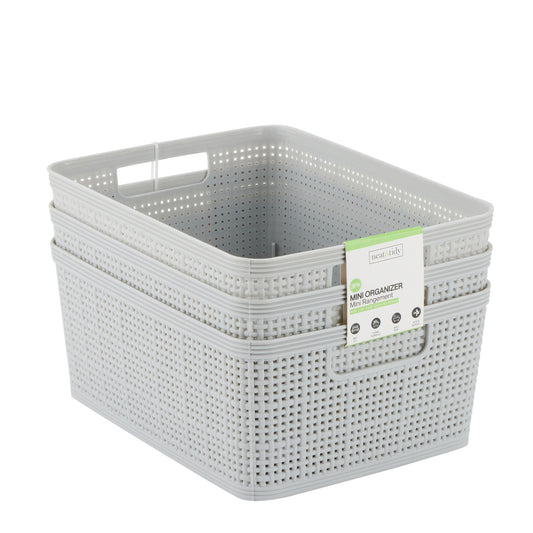 3 Pc set Weave Storage basket Grey