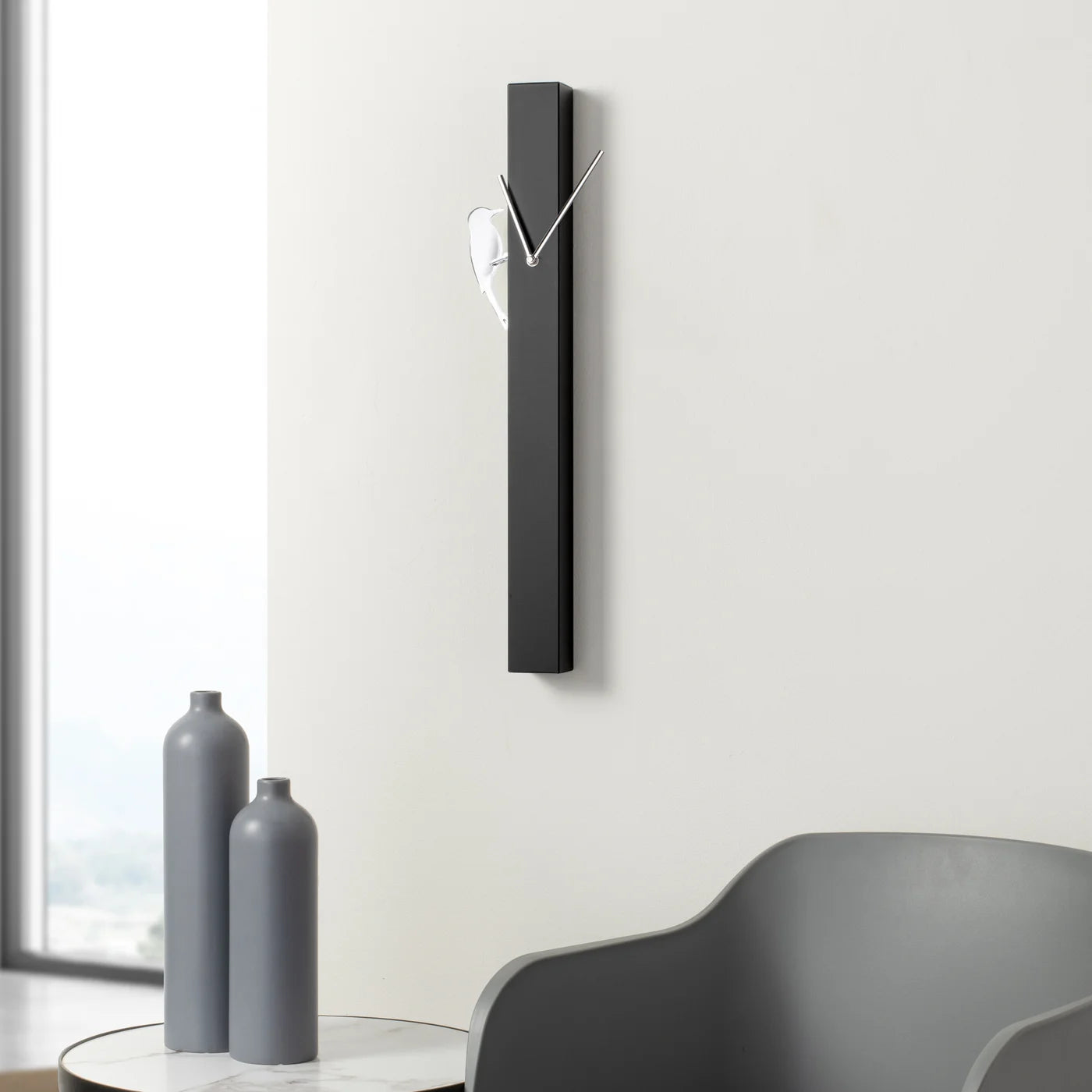 Woodpecker Motion Bird Clock - Black