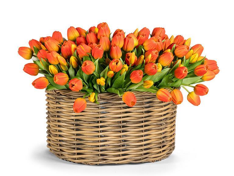 Lifelike 5 Stem Tulip Bunch Orange