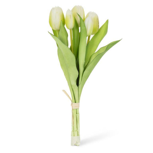 Lifelike 5 Stem Tulip Bunch White