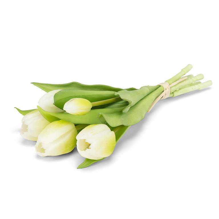 Lifelike 5 Stem Tulip Bunch White