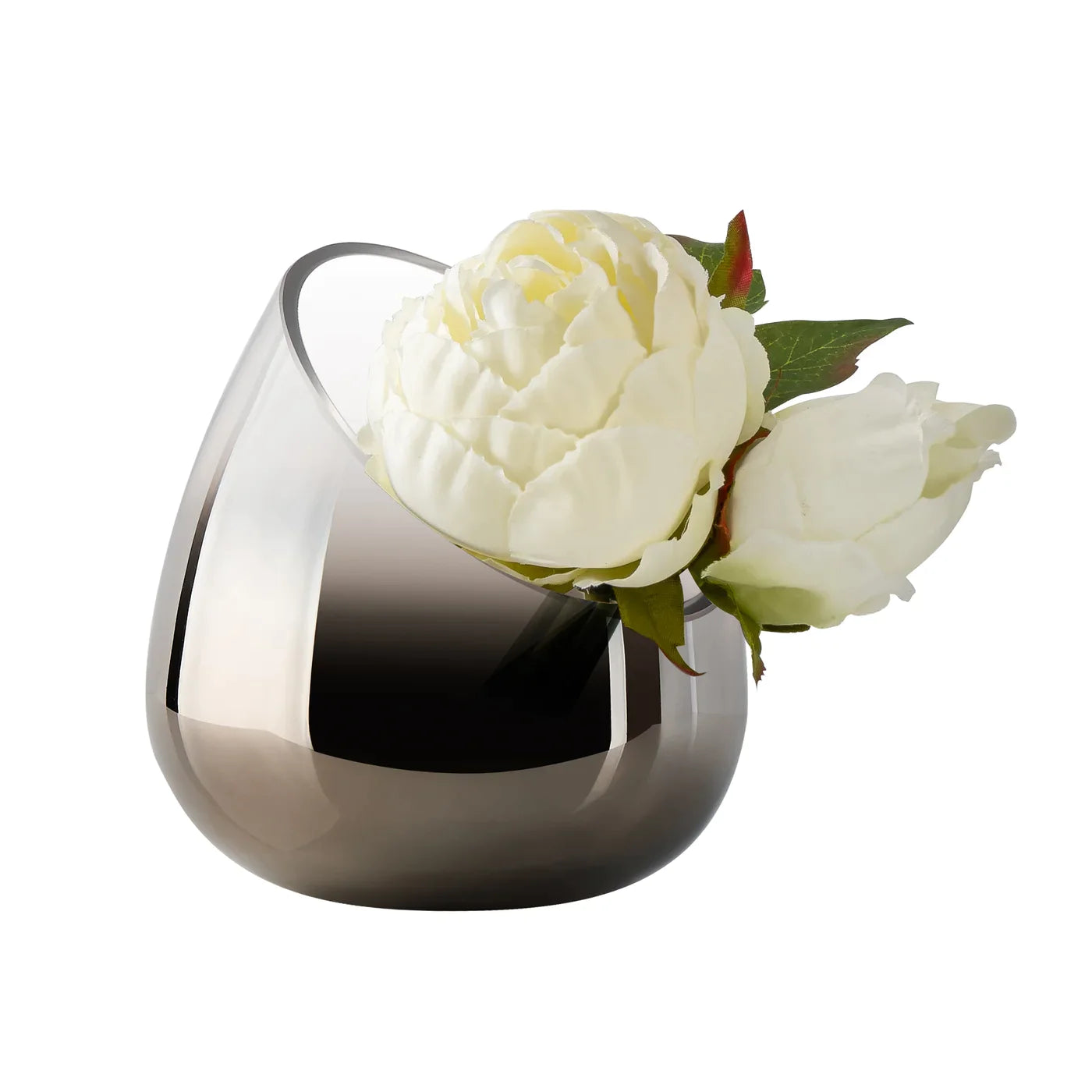 Smoke Mirror 6.5h" Angled Cone Hurricane Vase
