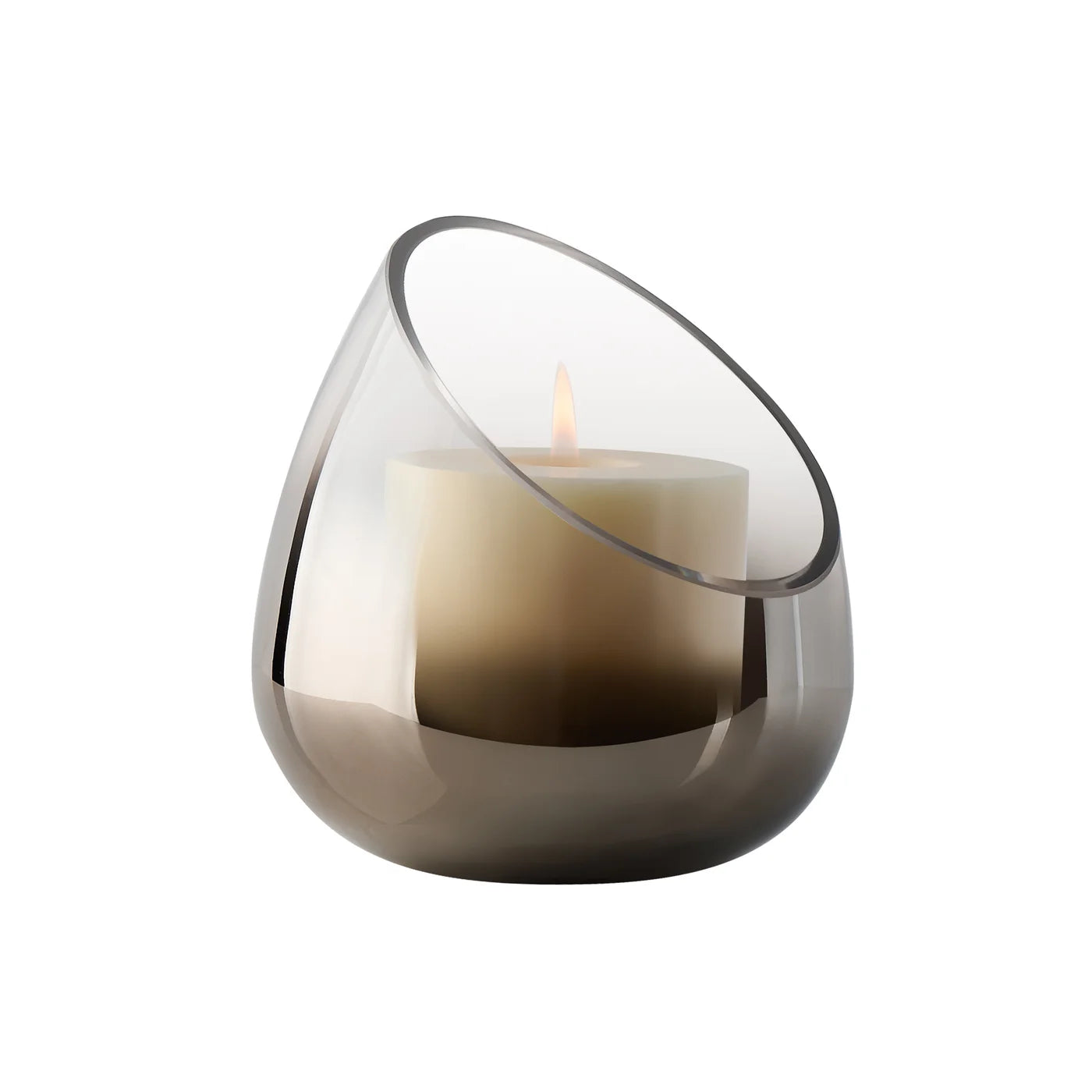 Smoke Mirror 6.5h" Angled Cone Hurricane Vase