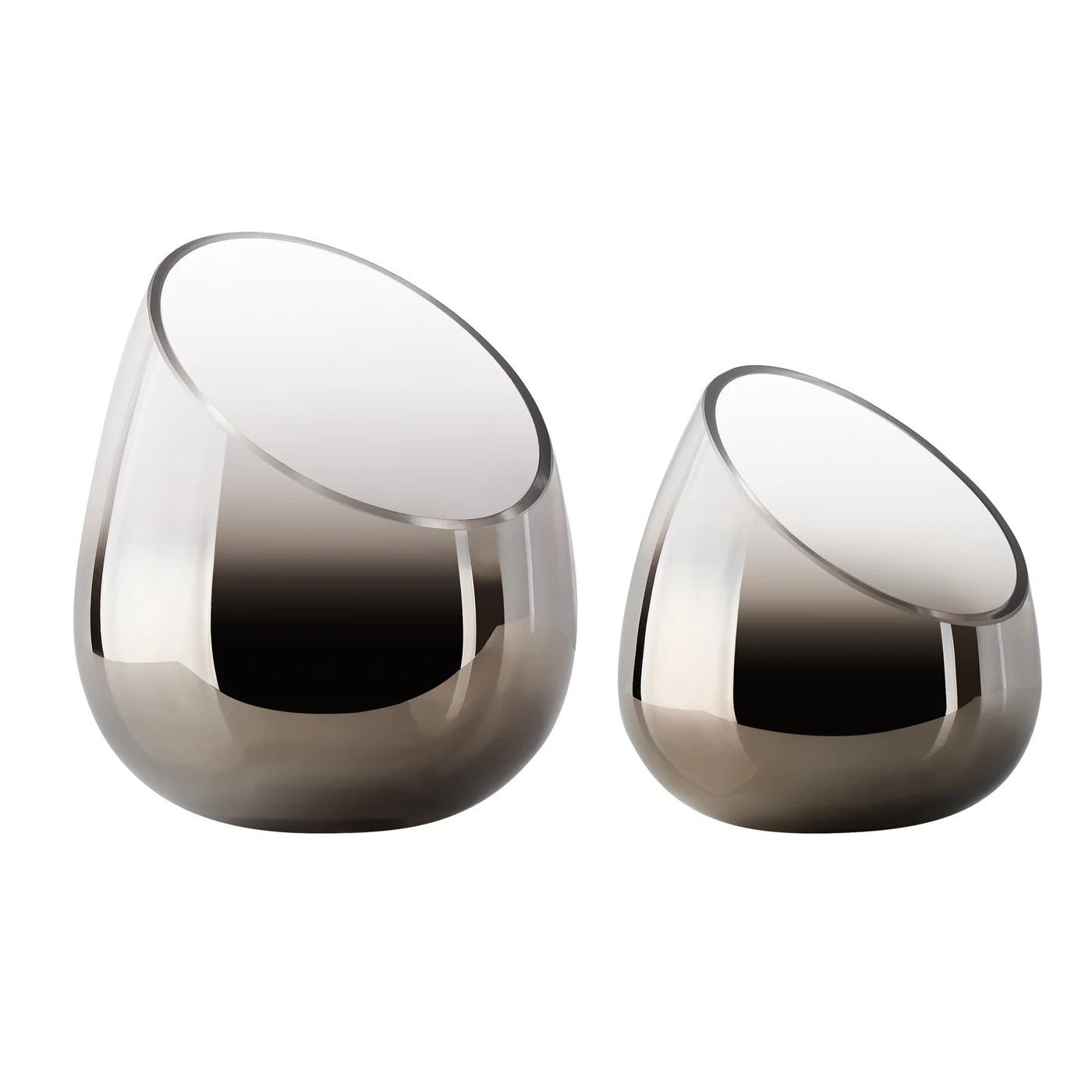 Smoke Mirror 5.5h" Angled Cone Hurricane Vase