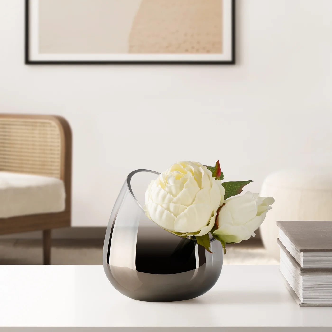 Smoke Mirror 5.5h" Angled Cone Hurricane Vase