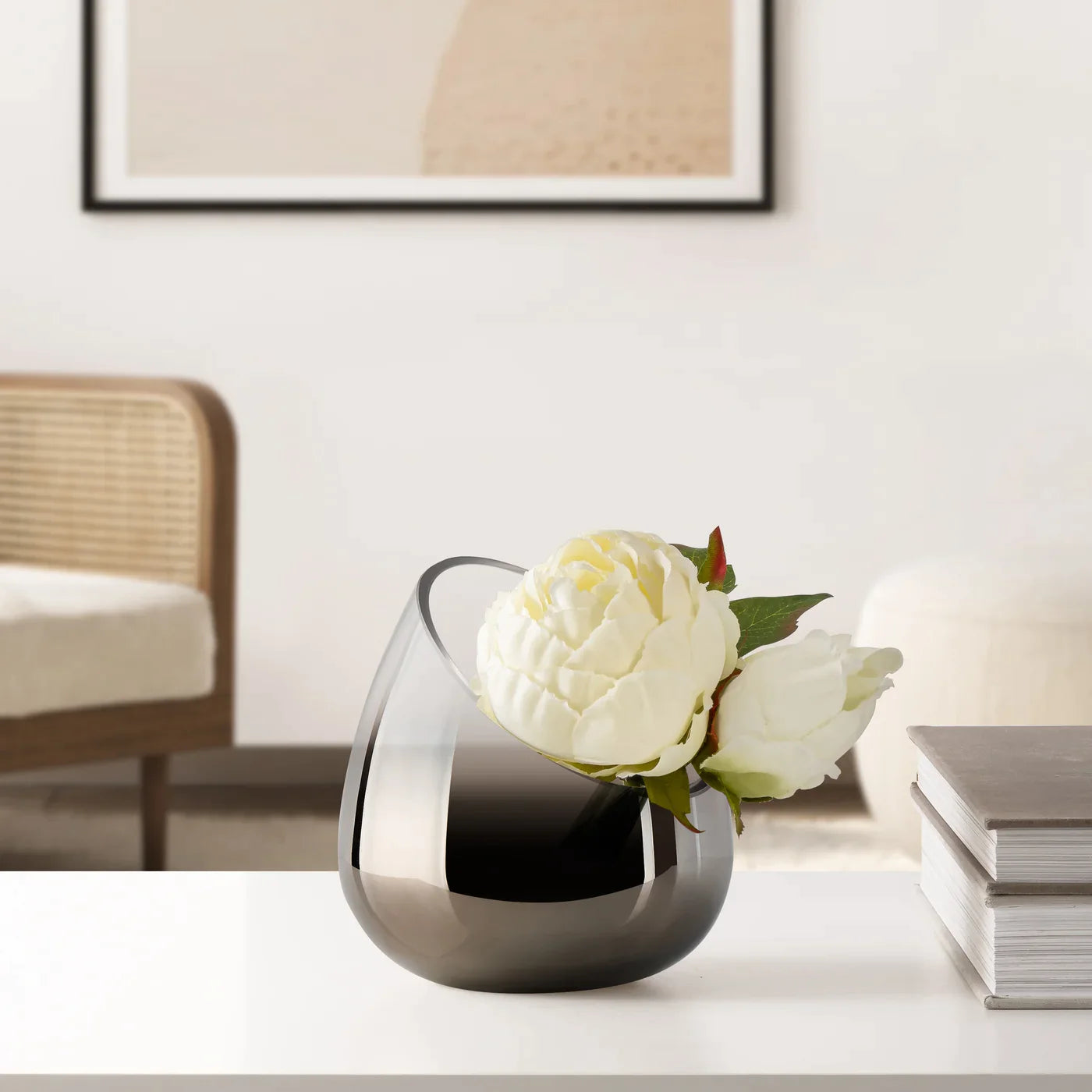 Smoke Mirror 6.5h" Angled Cone Hurricane Vase