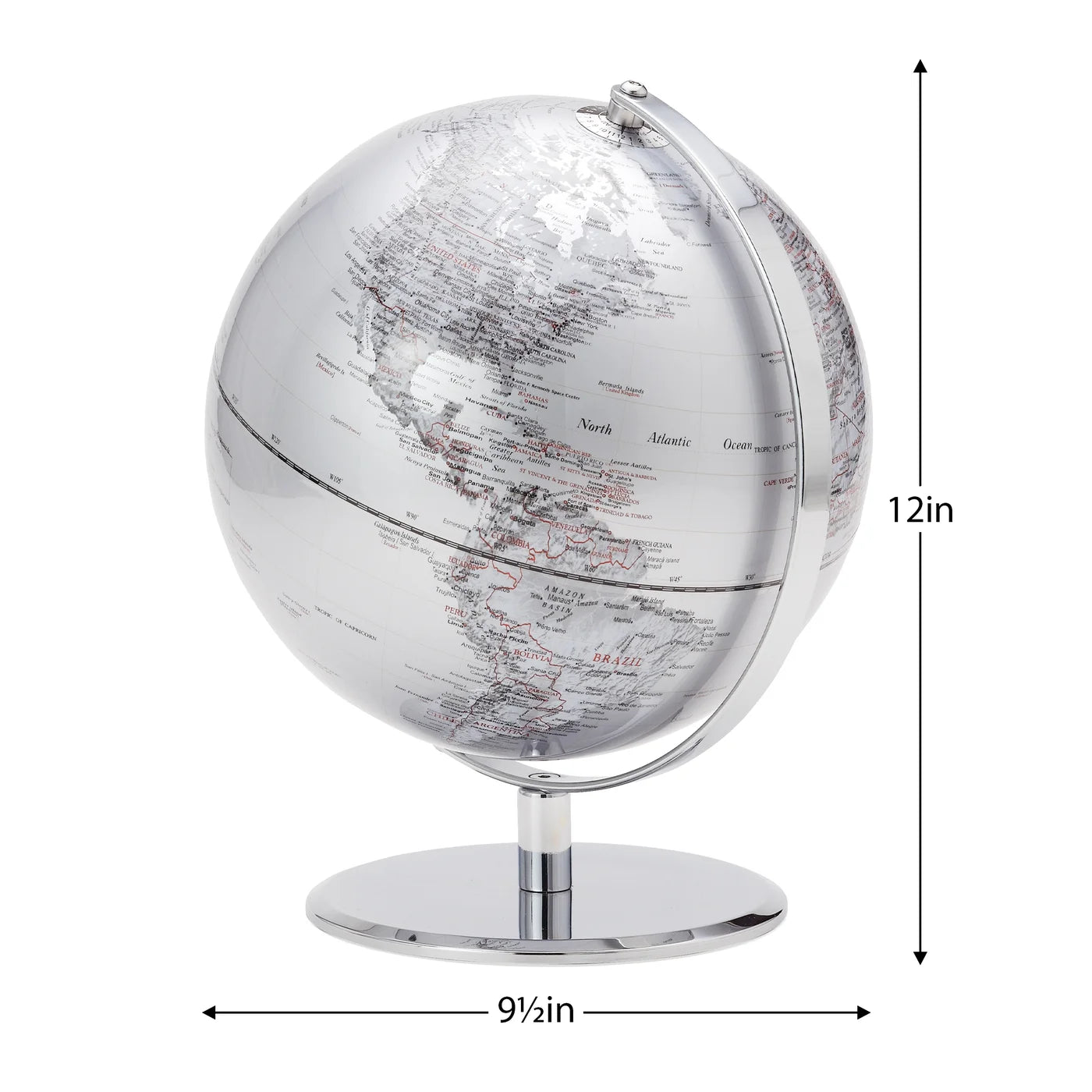 Latitude World Globe - Silver