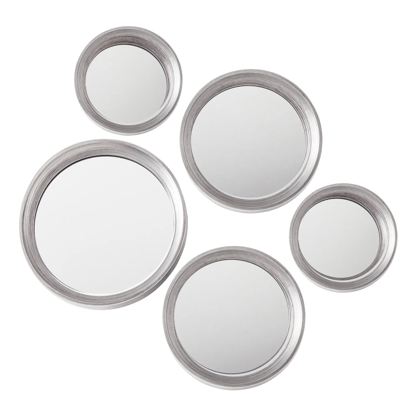 Portico Assorted Round Antique Pewter 5 Piece Wall Mirror Set