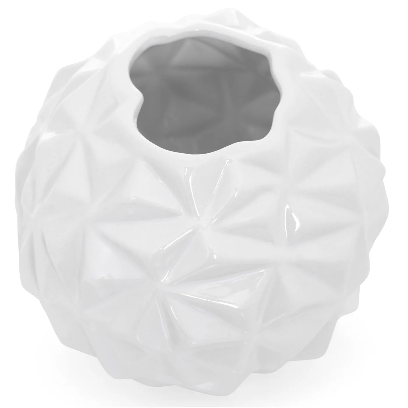 Crumple Ball 6" Diameter White Ceramic Vase