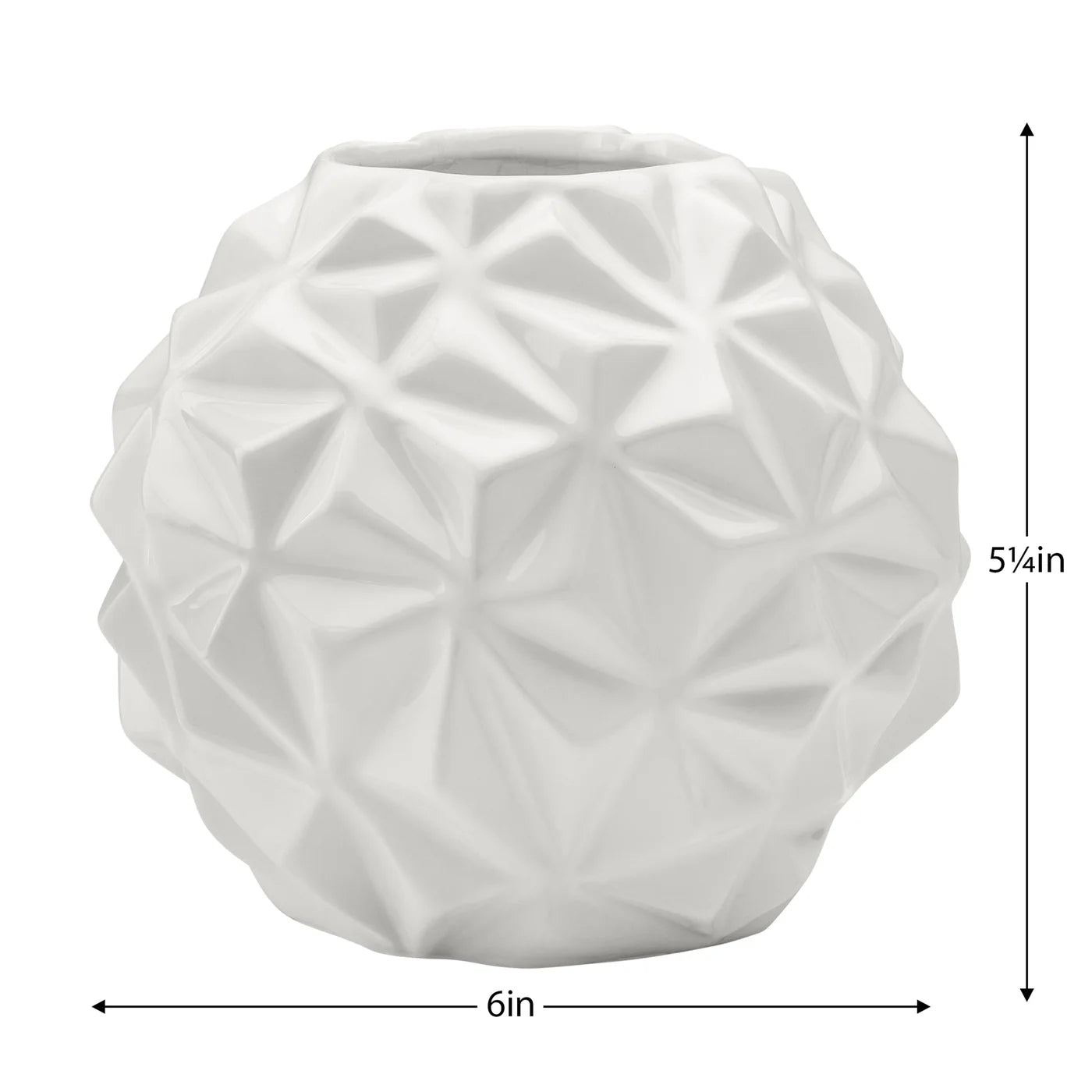 Crumple Ball 6" Diameter White Ceramic Vase