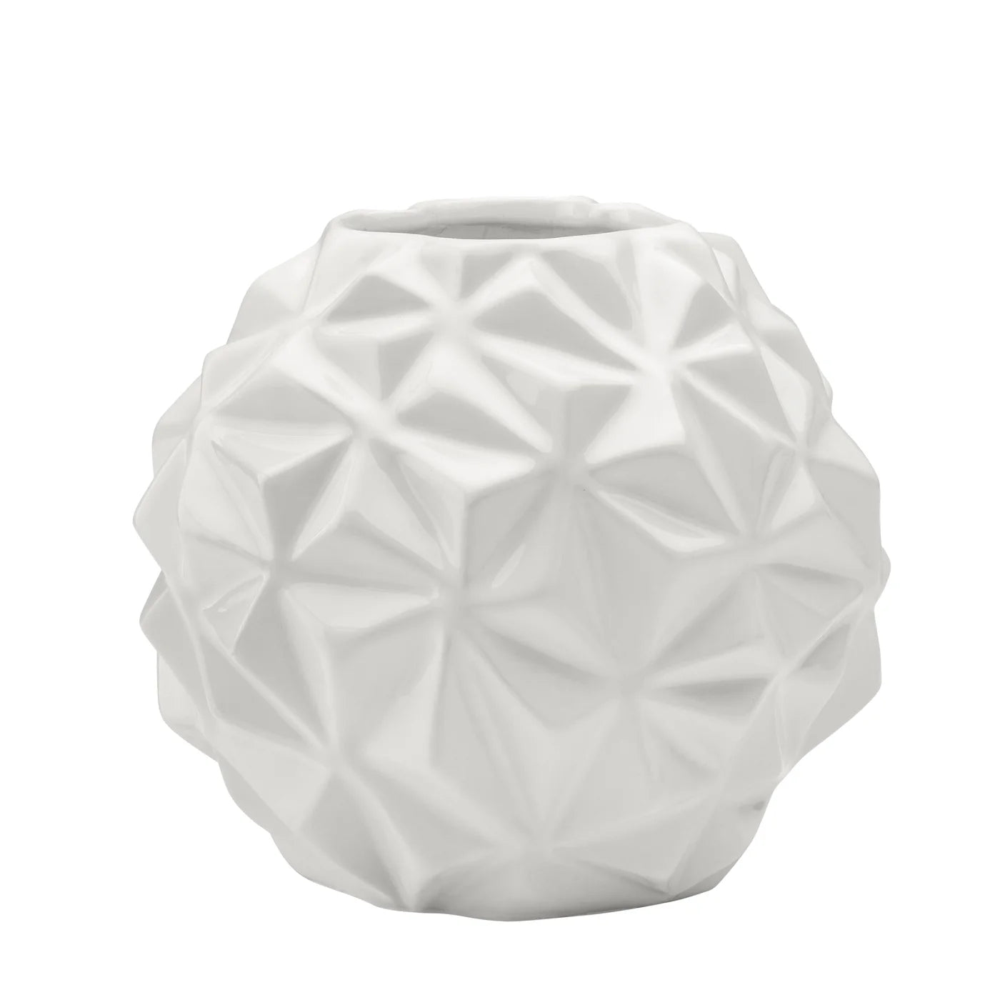 Crumple Ball 6" Diameter White Ceramic Vase