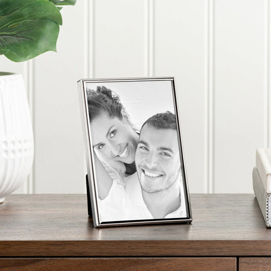 LINO SILVER TRIM NICKEL PLATED METAL 4X6" PHOTO FRAME