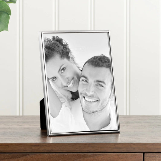 LINO SILVER TRIM NICKEL PLATED METAL 5×7″ PHOTO FRAME