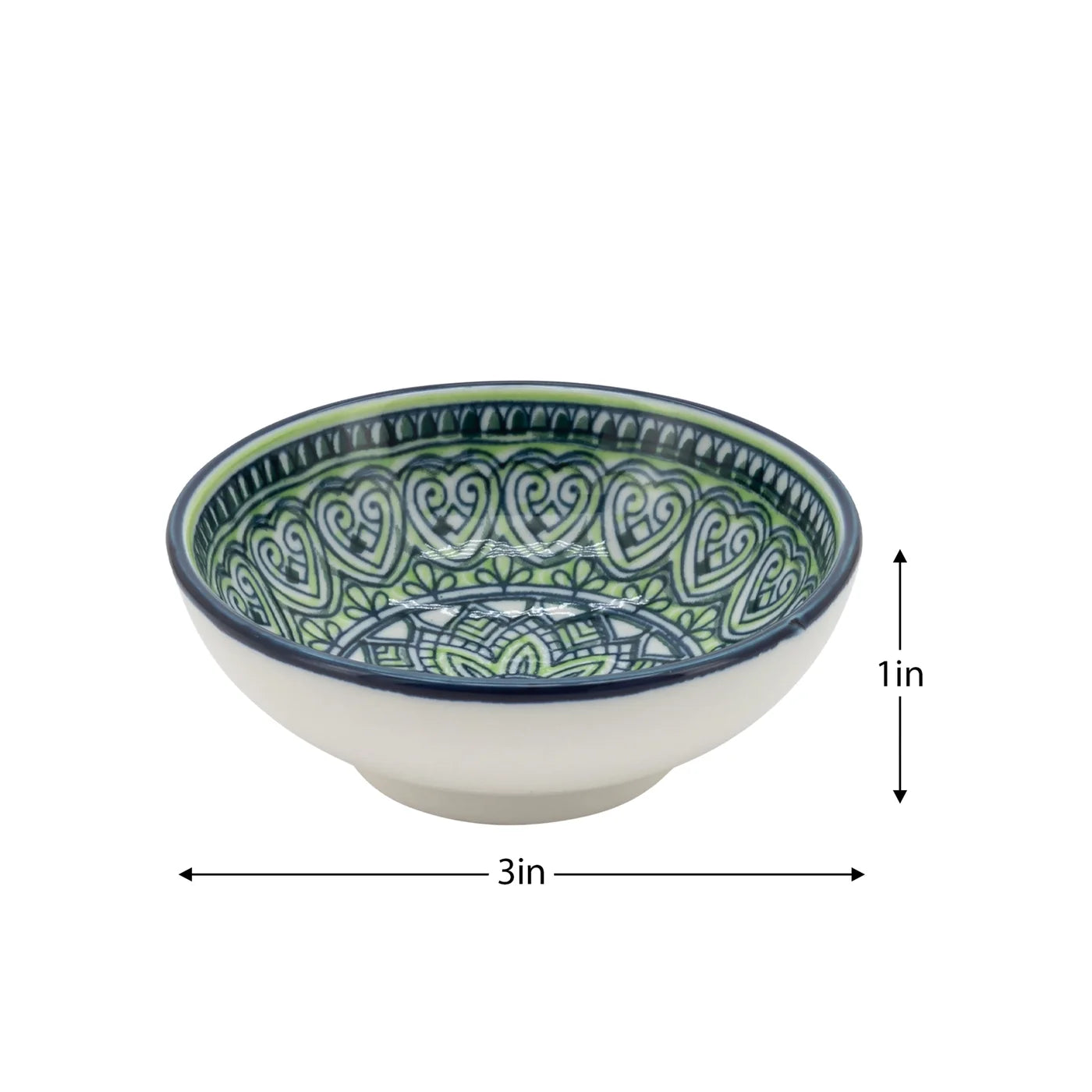 Kiri Porcelain 3" Diameter Sauce Dish - Green Mandala