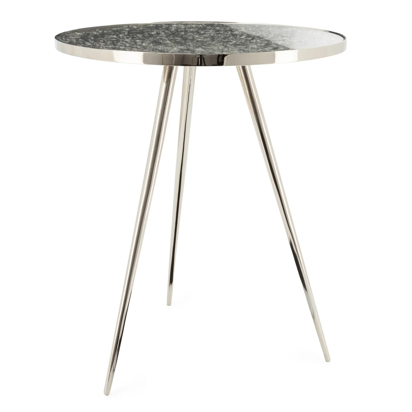 Lunar Nickel Glass Top Side Table,Tall