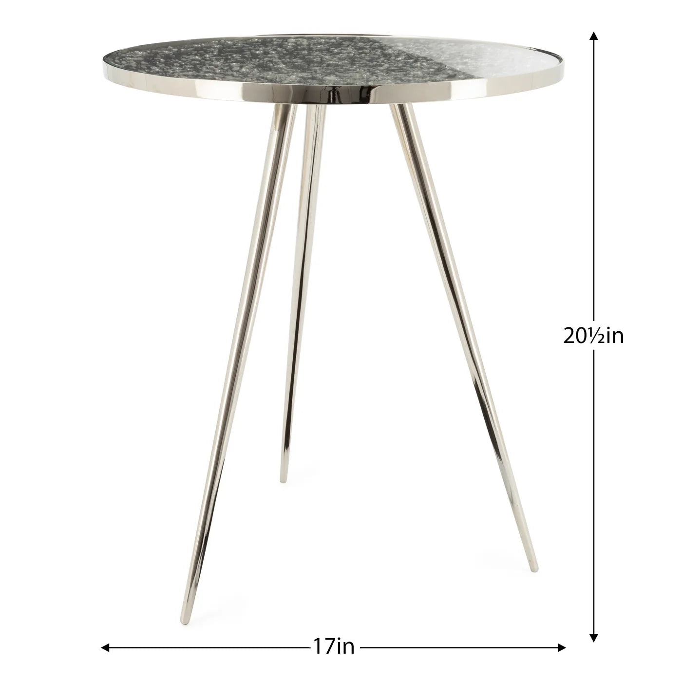 Lunar Nickel Glass Top Side Table,Tall