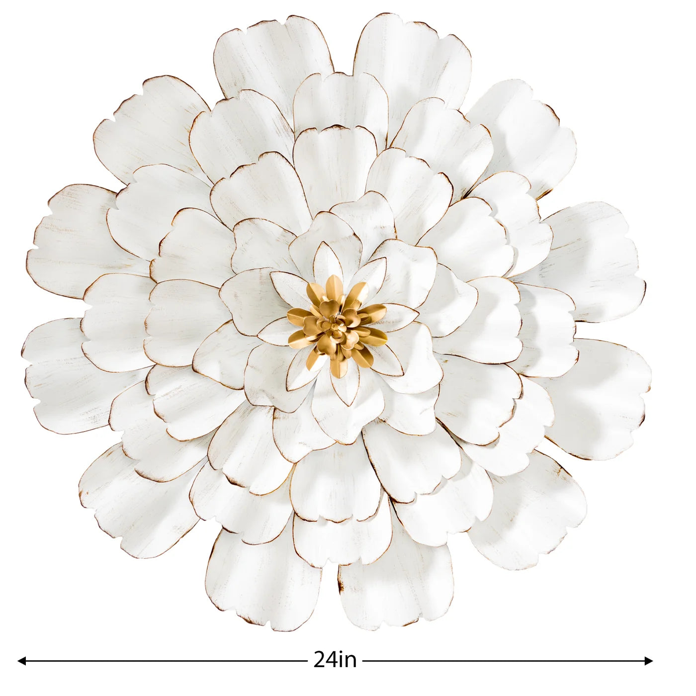 Allure 3D Gold Tipped White Flower 24" Diameter Wall Decor