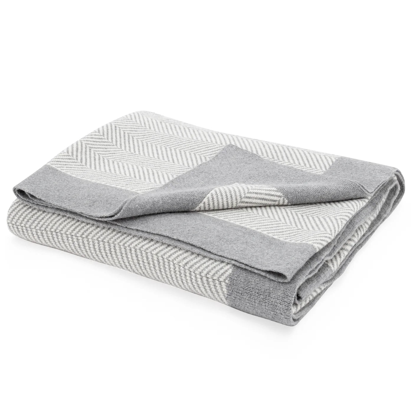 Herringbone Jacquard Knit 50 x 60" Cotton Throw - Grey