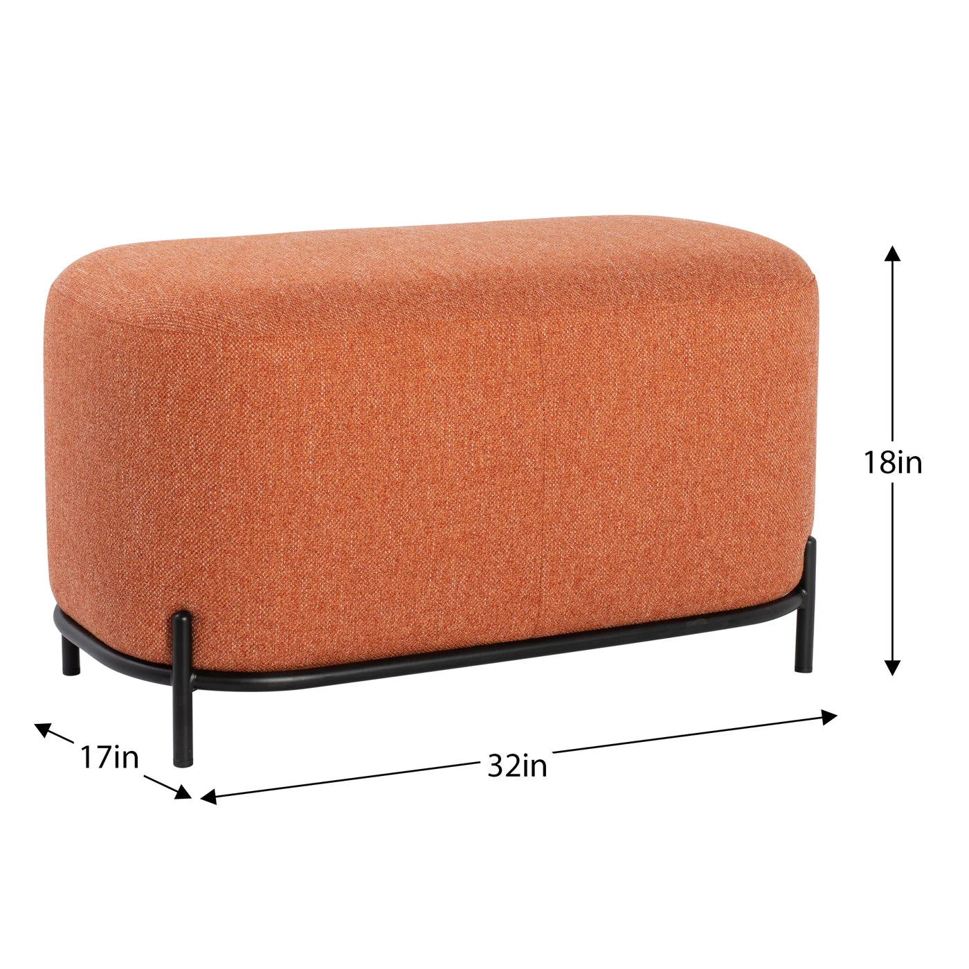 Pender Pin Leg Upholstered Short Bench - Orange