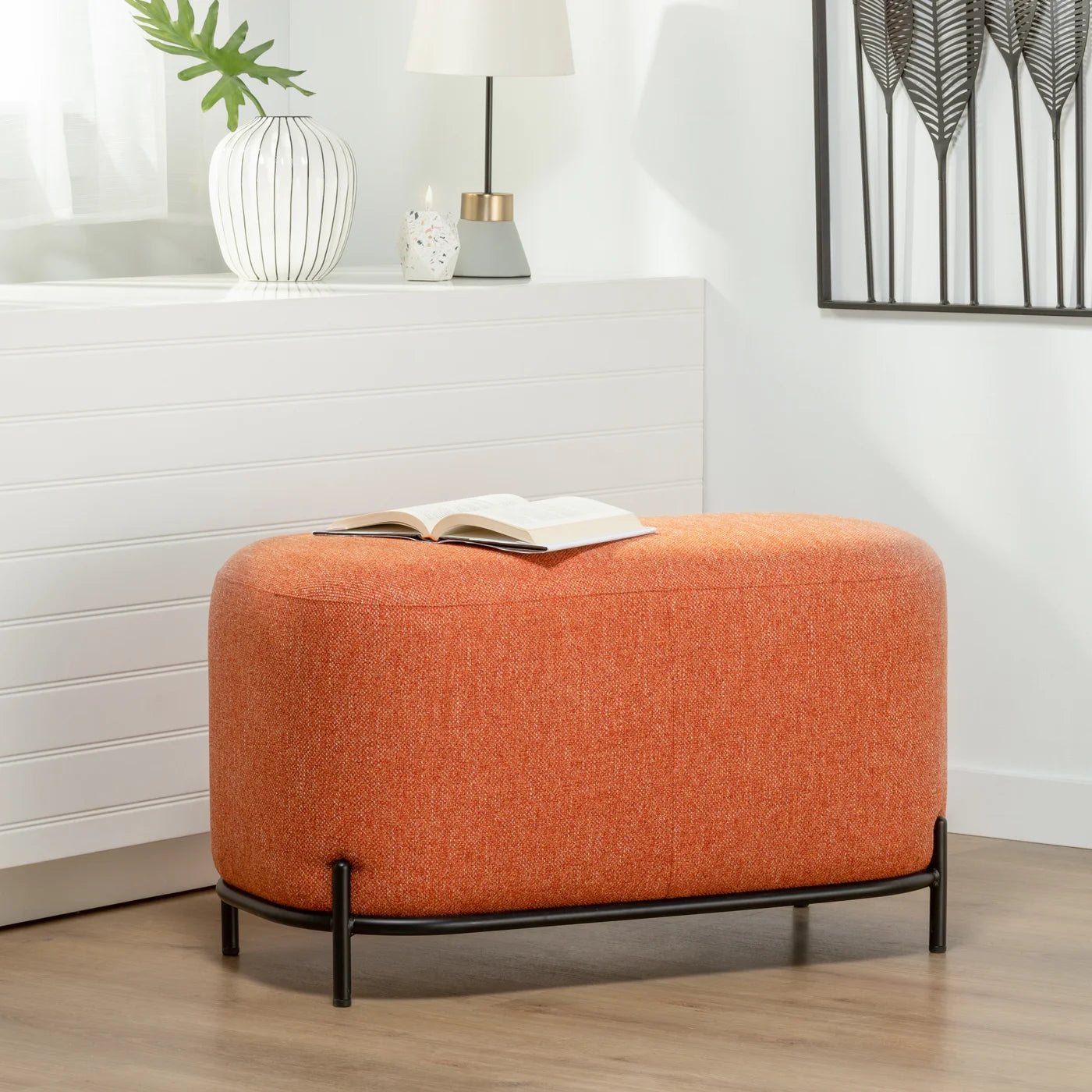 Pender Pin Leg Upholstered Short Bench - Orange