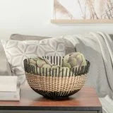 ZURI RATTAN WEAVE BLACK METAL 10.5D X 5.5″ BOWL