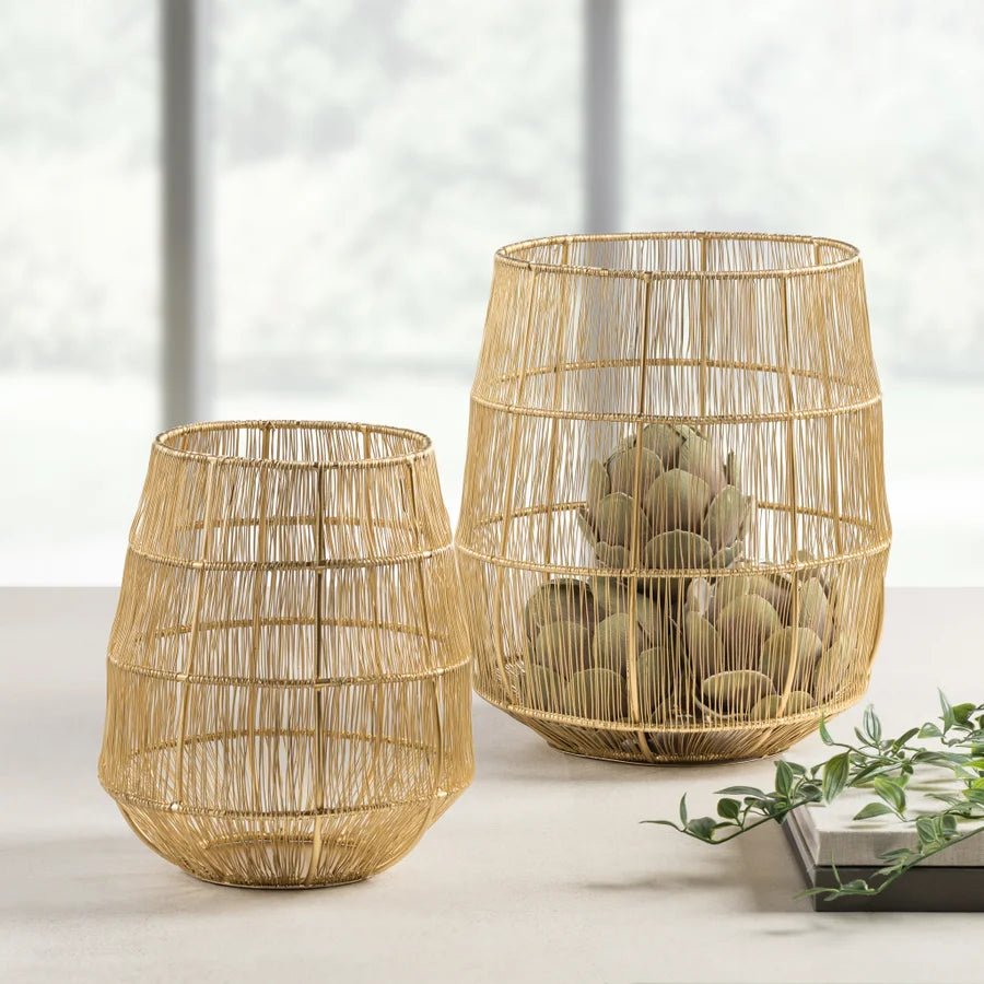 Batu Gold Wire Two Piece Basket Set 2