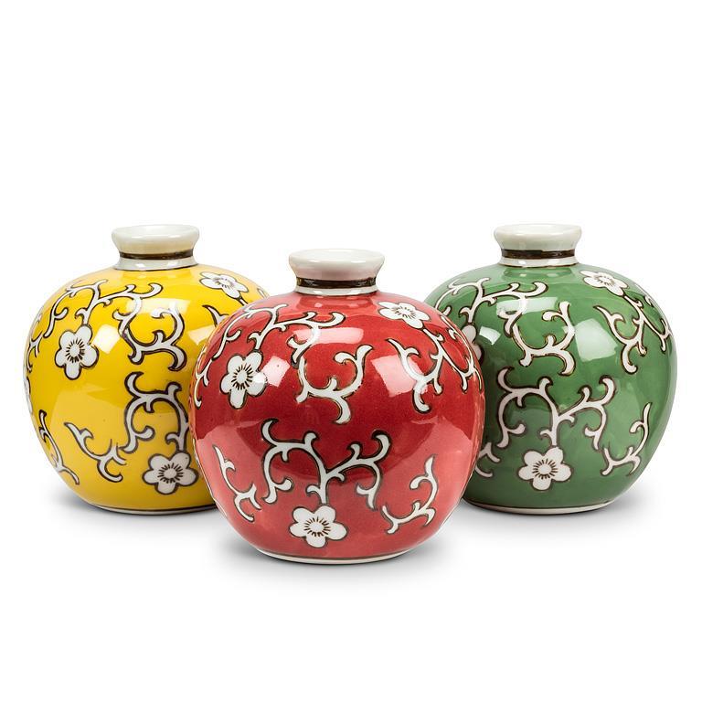 Sm Floral Ball Vase-Grn-4.5"H