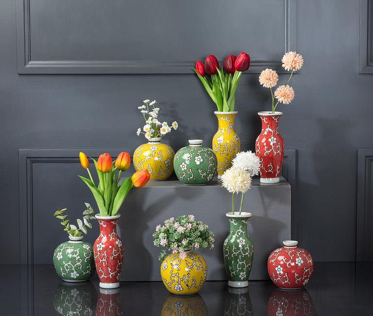 Sm Floral Ball Vase-Grn-4.5"H