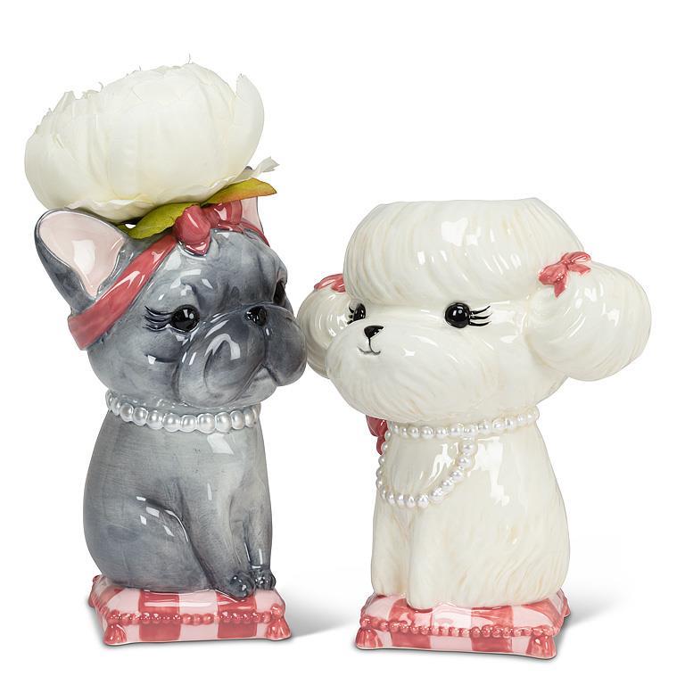 Frenchie on Cushion Vase-7"H