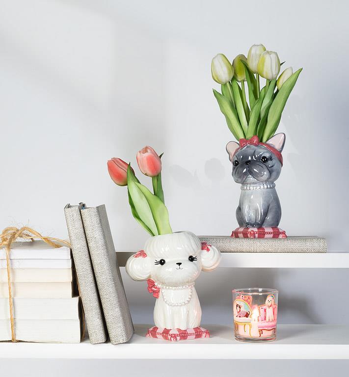 Frenchie on Cushion Vase-7"H