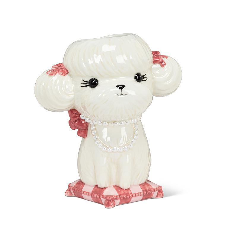 Bichon Frise on Cushion Vase