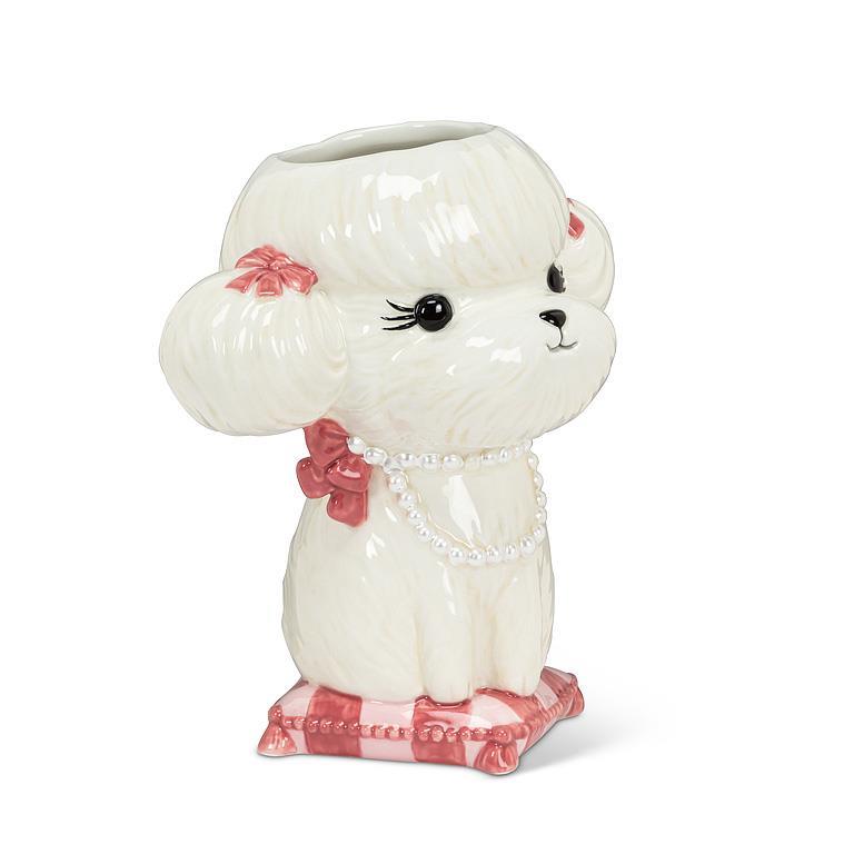 Bichon Frise on Cushion Vase