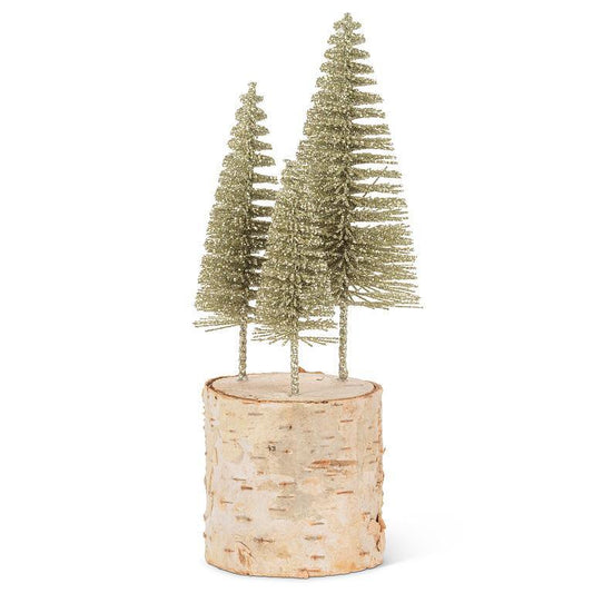 Glitter Brush Tree Trio Gold