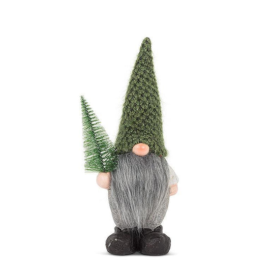 Medium Gnome with Knit Hat & Tree