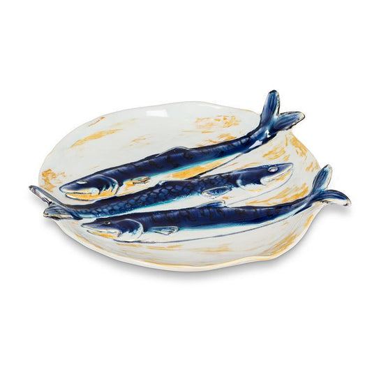 Rd Triple Fish Plate-Blu/Ylw-7"D