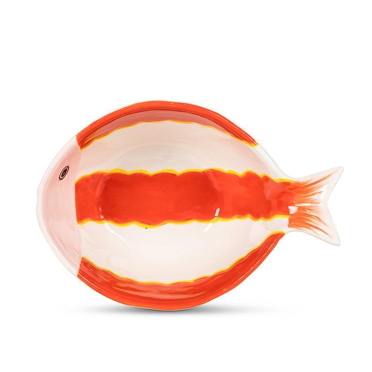 Md Striped Fish Bowl-Org/Pnk-6"L
