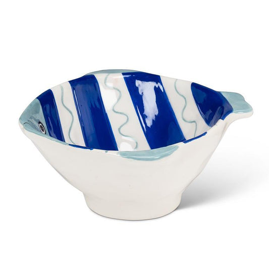 Sm Striped Fish Bowl-Blu/Wht-5"L