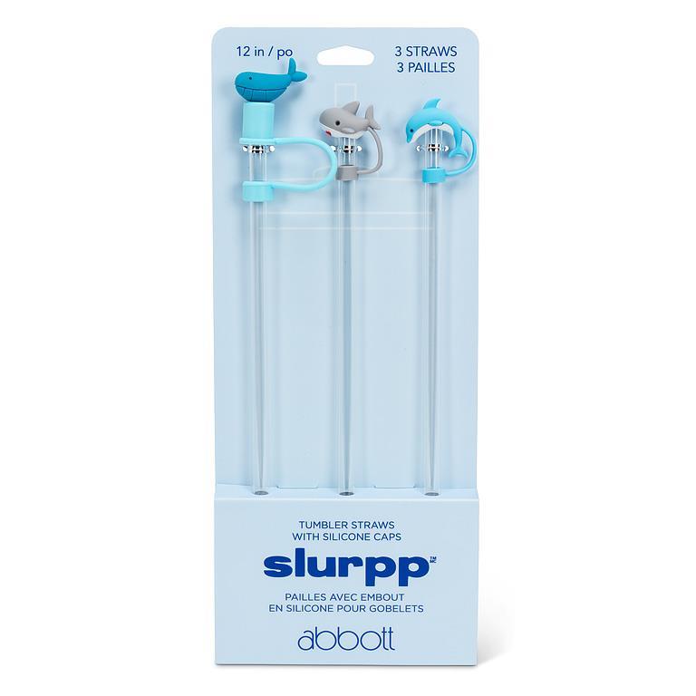 Jumbo Straws with Marine Life Caps. Set of 3